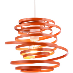 Happy Homewares Double Ribbon Spiral Swirl Orange Gloss Metal Ceiling Light - Size: 35 x 23 x 23cm - Wilko - thumbnail 3