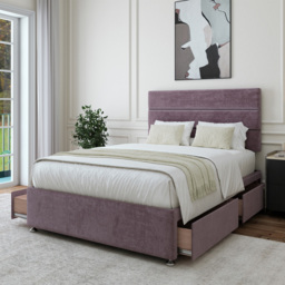 Bedmaster Super King Size Mauve Naples Velvet 4 Drawer Divan Base with Milan Headboard - Brown - Wilko - thumbnail 4