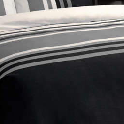 Velosso Double Black Tonal Stripe Duvet Set - Serene - Wilko - thumbnail 4