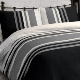 Velosso Double Black Tonal Stripe Duvet Set - Serene - Wilko - thumbnail 3