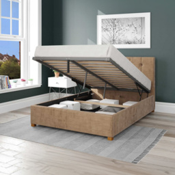 Aspire Hepburn Small Double Champagne Firenze Velour Ottoman Bed - Cream - Aspire Beds - Wilko - thumbnail 3