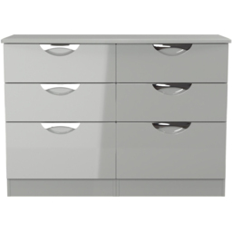 Crowndale Camden 6 Drawer Grey Gloss and Dusk Grey Wide Chest of Drawers Ready Assembled - Grey Gloss & Dusk Grey - Wilko - thumbnail 3