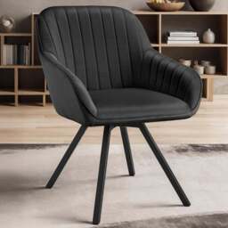 tectake Set of 6 Black Velvet Fabric Lounge Armchair - Size: Single - Wilko