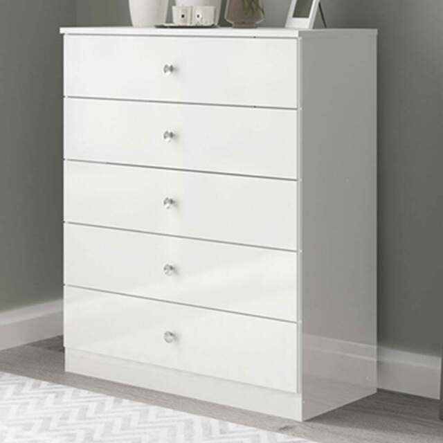 Seconique Denver 5 Drawer White Gloss Storage Chest - Wilko - image 1