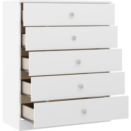 Seconique Denver 5 Drawer White Gloss Storage Chest - Wilko - thumbnail 5