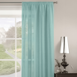Velosso Riva Plain Duck Egg Slot Top Voile Panel Curtain 150 x 182cm - Size: W 150 x D 182cm - Blue - Wilko - thumbnail 3
