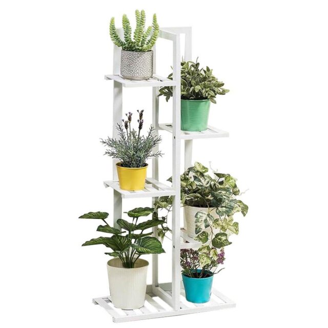 Living and Home Multi Tiered White Wooden Plant Stand - Size: 22 x 45 x 103cm - Wilko - image 1
