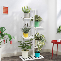 Living and Home Multi Tiered White Wooden Plant Stand - Size: 22 x 45 x 103cm - Wilko - thumbnail 5