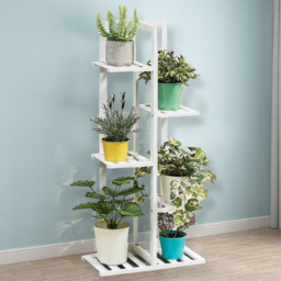 Living and Home Multi Tiered White Wooden Plant Stand - Size: 22 x 45 x 103cm - Wilko - thumbnail 6