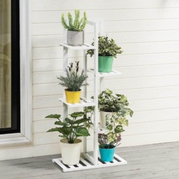 Living and Home Multi Tiered White Wooden Plant Stand - Size: 22 x 45 x 103cm - Wilko - thumbnail 3