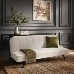 Burlington 2 Seater Ivory Boucle Matt Black Sofa Bed - Cream - LPD Home - Wilko - thumbnail 7
