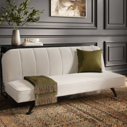 Burlington 2 Seater Ivory Boucle Matt Black Sofa Bed - Cream - LPD Home - Wilko