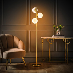ValueLights Jas Brushed Gold Metal LED Floor Lamp - Wilko - thumbnail 3