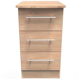 Crowndale Sherwood 3 Drawer Bardolino Oak Bedside Cabinet - Brown - Wilko - thumbnail 3