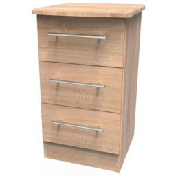 Crowndale Sherwood 3 Drawer Bardolino Oak Bedside Cabinet - Brown - Wilko - thumbnail 5