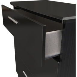 Crowndale Knightsbridge 3 Drawer Black Gloss and Black Deep Chest of Drawers Ready Assembled - Black Gloss & Black - Wilko - thumbnail 6