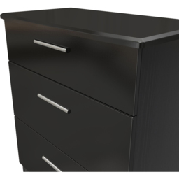 Crowndale Knightsbridge 3 Drawer Black Gloss and Black Deep Chest of Drawers Ready Assembled - Black Gloss & Black - Wilko - thumbnail 5