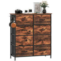 HOMCOM 8 Drawer 4 Side Pockets 2 Hooks Rustic Brown Fabric Chest of Drawers - Wilko - thumbnail 3
