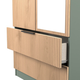 Crowndale Java 2 Door 2 Drawer Slatt Effect and Reed Green Mirror Wardrobe - Size: 2 Door, 2 Drawer - Wilko - thumbnail 7