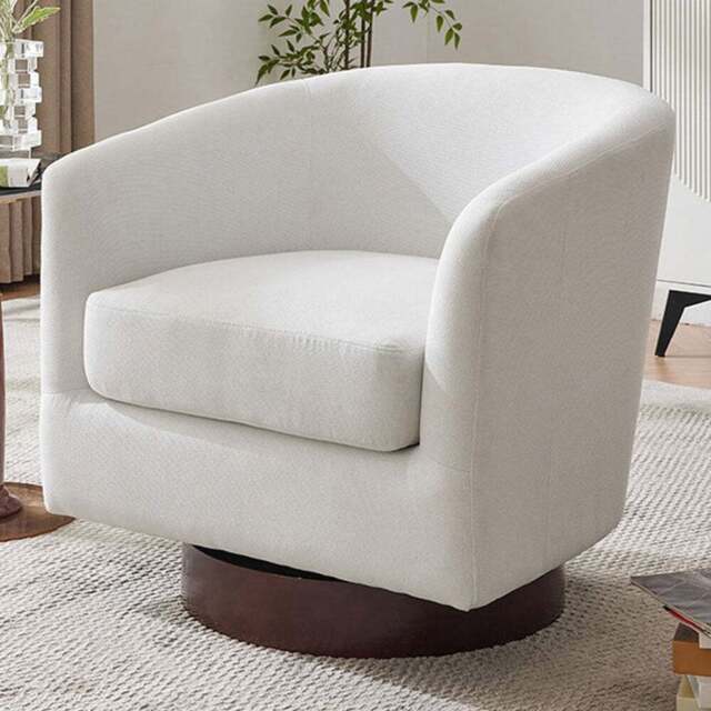 Living and Home Beige White PU Leather Retro Swivel Armchair - Size: 73.5 x 78 x 65cm - Wilko - image 1