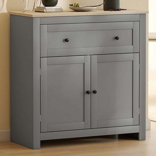 HOMCOM Grey Sideboard Storage Cabinet with Adjustable Shelf - Size: 19 x 43 x 93cm - Wilko - image 1
