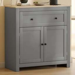 HOMCOM Grey Sideboard Storage Cabinet with Adjustable Shelf - Size: 19 x 43 x 93cm - Wilko - thumbnail 1