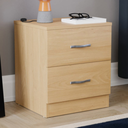 Vida Designs Riano 2 Drawer Pine Bedside Table - Brown - Wilko