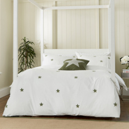 Helena Springfield Tufted Star Double Green Reversible Duvet Set - Wilko
