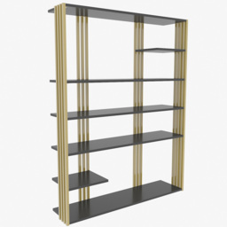 Decorotika Jeni 6 Shelf Anthracite and Gold Bookcase - Size: 160 x 120 x 29.6cm - Multi - Wilko - thumbnail 3