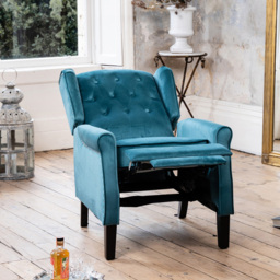 Artemis Home Annapoli Teal Velvet Manual Recliner Armchair - Size: Single - Blue - Wilko - thumbnail 4