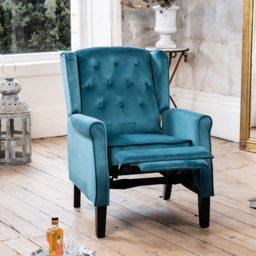 Artemis Home Annapoli Teal Velvet Manual Recliner Armchair - Size: Single - Blue - Wilko - thumbnail 3