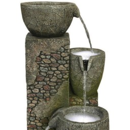 Bermuda Dancing Bowls Water Feature - Size: 36 x 36 x 82cm - Grey - Bermuda Water Gardens - Wilko - thumbnail 3