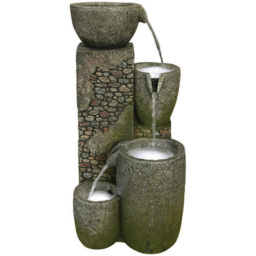 Bermuda Dancing Bowls Water Feature - Size: 36 x 36 x 82cm - Grey - Bermuda Water Gardens - Wilko - thumbnail 1