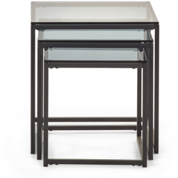 Julian Bowen Chicago Smoked Glass Nest of Tables Set of 3 - Size: 45 x 45 x 45cm - Black - Wilko - thumbnail 4