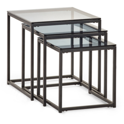 Julian Bowen Chicago Smoked Glass Nest of Tables Set of 3 - Size: 45 x 45 x 45cm - Black - Wilko - thumbnail 3
