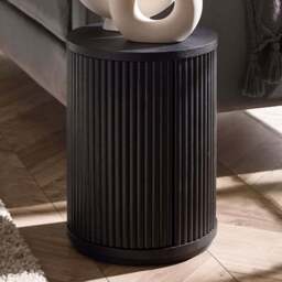 Julian Bowen Louis Single Door Black Fluted Side Table - Size: 45.5 x 33 x 33cm - Wilko