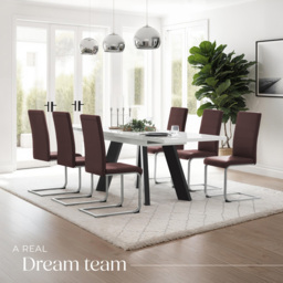 tectake Set of 4 Cappuccino Cantilever High Backrest Dining Chair - Brown - Wilko - thumbnail 4