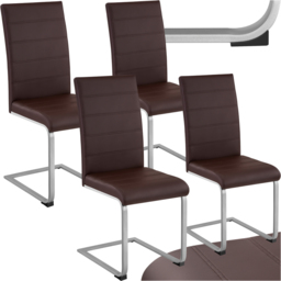 tectake Set of 4 Cappuccino Cantilever High Backrest Dining Chair - Brown - Wilko - thumbnail 3