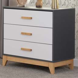 Seconique Cleveland 3 Drawer White and Grey Metal Effect Chest of Drawers - Wilko - thumbnail 1