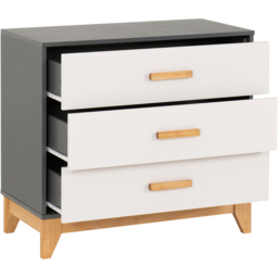 Seconique Cleveland 3 Drawer White and Grey Metal Effect Chest of Drawers - Wilko - thumbnail 4