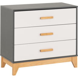 Seconique Cleveland 3 Drawer White and Grey Metal Effect Chest of Drawers - Wilko - thumbnail 3