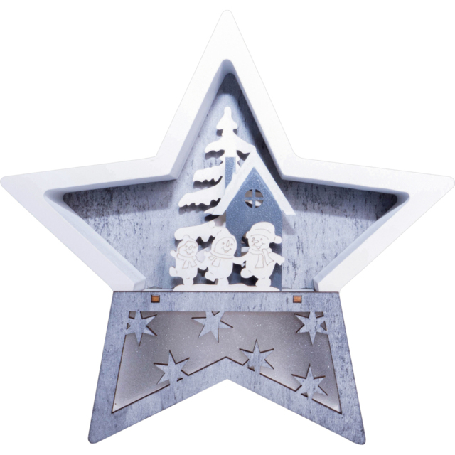 Xmas Haus White and Grey LED Christmas Wooden Star Decoration - Size: 190 x 190 x 35cm - Wilko - image 1
