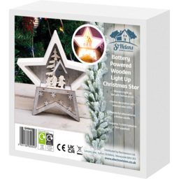 Xmas Haus White and Grey LED Christmas Wooden Star Decoration - Size: 190 x 190 x 35cm - Wilko - thumbnail 7