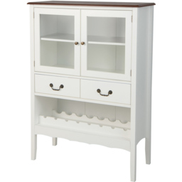 Costway 2 Door 2 Drawer White Wooden Kitchen Sideboard with Wine Rack - Size: 90 x 38 x 126cm - Wilko - thumbnail 3