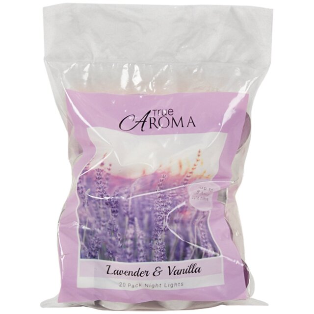 Pack of 20 Vanilla and Lavender Tealights - Lavender - True Aroma - Wilko - image 1