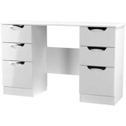Crowndale Camden 6 Drawer White Gloss and White Kneehole Desk Ready Assembled - Size: 80 x 128 x 42cm - White Gloss & White - Wilko - thumbnail 4