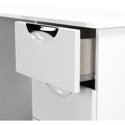 Crowndale Camden 6 Drawer White Gloss and White Kneehole Desk Ready Assembled - Size: 80 x 128 x 42cm - White Gloss & White - Wilko - thumbnail 7