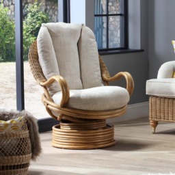 Desser Furniture Seville Light Oak Natural Rattan Jasper Swivel Rocking Chair - Size: Single - Brown - Wilko - thumbnail 4