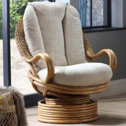 Desser Furniture Seville Light Oak Natural Rattan Jasper Swivel Rocking Chair - Size: Single - Brown - Wilko - thumbnail 1