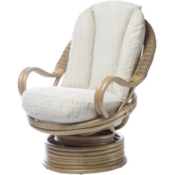 Desser Furniture Seville Light Oak Natural Rattan Jasper Swivel Rocking Chair - Size: Single - Brown - Wilko - thumbnail 3